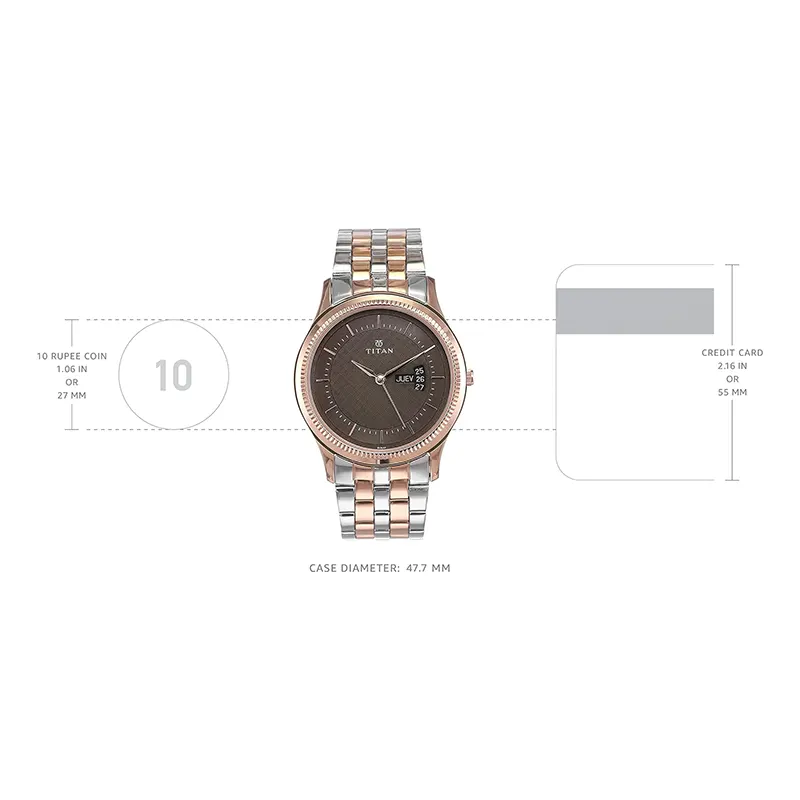 Titan Karishma Brown Dial Two-tone Men's Watch- 1824KM01